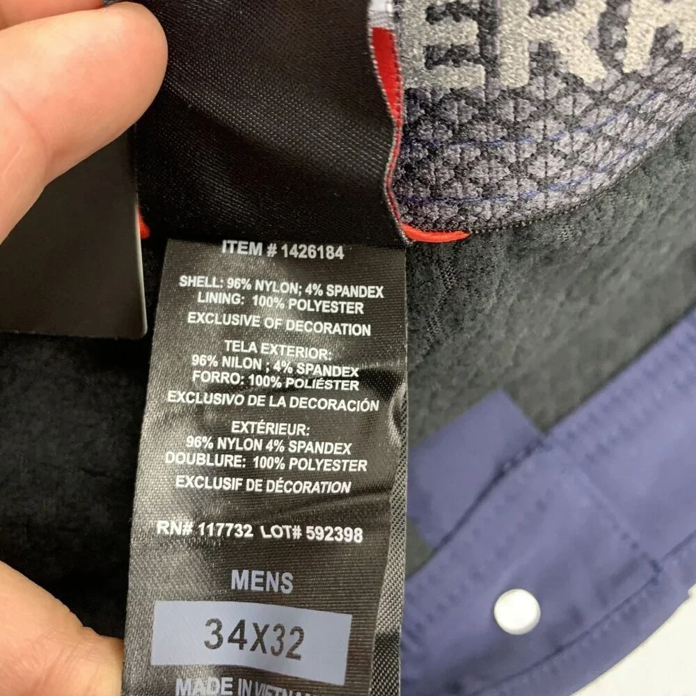 Gerry Men's 34x32 Blue Fleece Lined Pants Water-Resistant Stretch Warm G1923